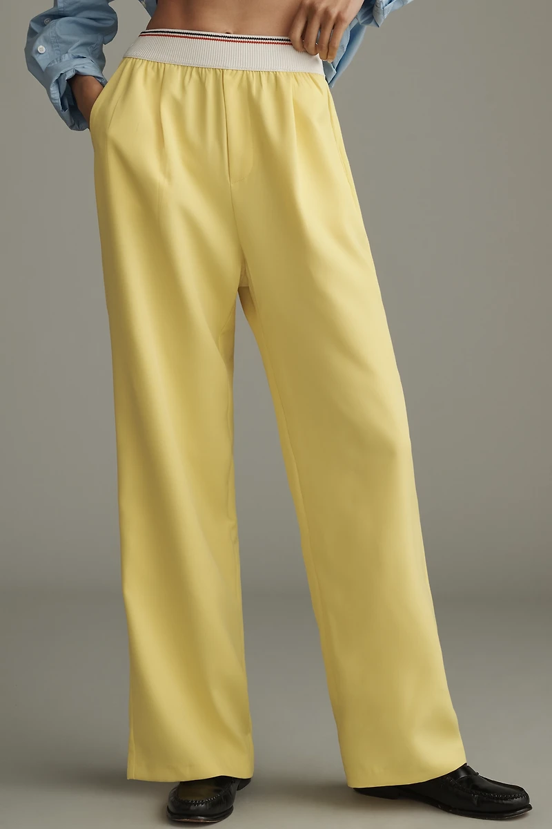 Grey Lab Elastic-Trim Wide-Leg Pants