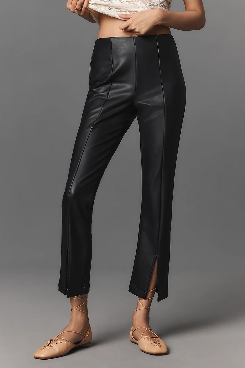 Maeve Split-Front Faux-Leather Pants