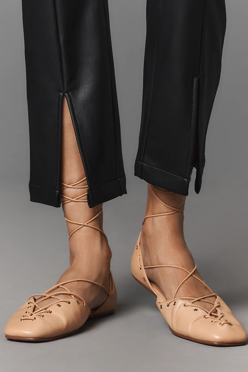 Maeve Split-Front Faux-Leather Pants