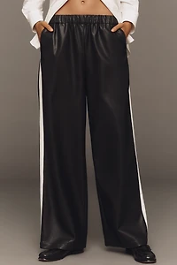 Maeve Faux-Leather Pull-On Track Pants