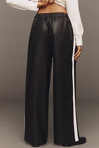 Maeve Faux-Leather Pull-On Track Pants