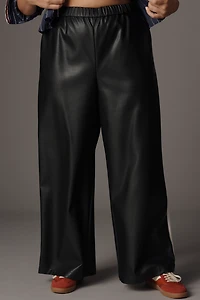 Maeve Faux-Leather Pull-On Track Pants