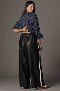 Maeve Faux-Leather Pull-On Track Pants