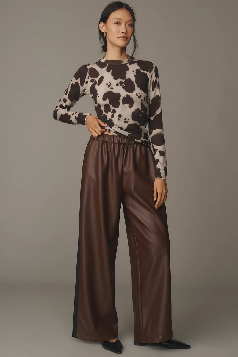 Maeve Faux Leather Pull-On Track Pants