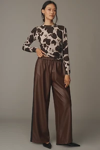 Maeve Faux Leather Pull-On Track Pants