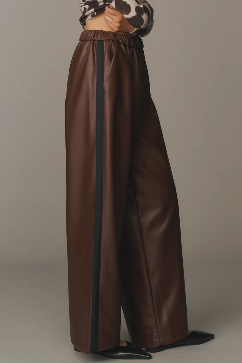 Maeve Faux Leather Pull-On Track Pants