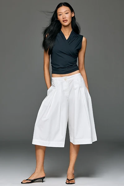 Forever That Girl Cotton Pleated Culotte Pants