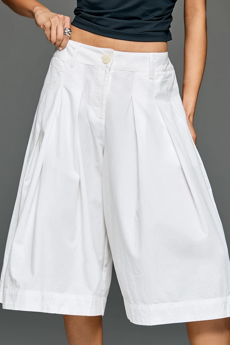 Forever That Girl Cotton Pleated Culotte Pants
