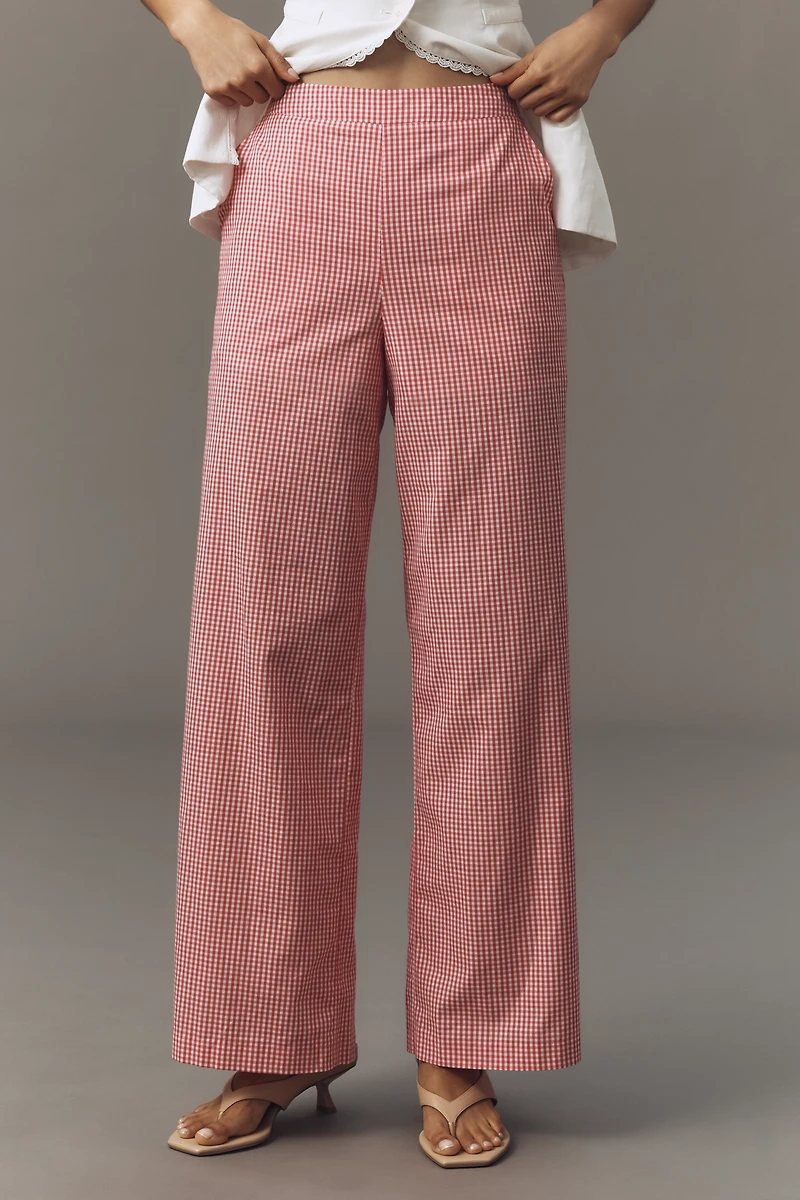 English Factory High-Rise Gingham Wide-Leg Pants