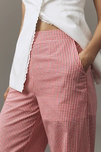 English Factory High-Rise Gingham Wide-Leg Pants