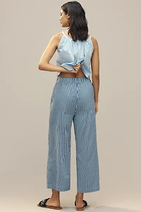English Factory Stripe High-Rise Crop Wide-Leg Pants