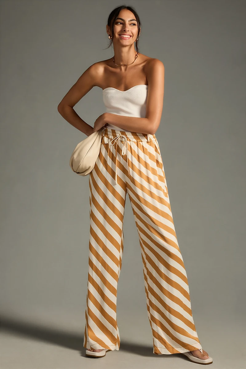 Maeve Straight-Leg Pull-On Silk Pants