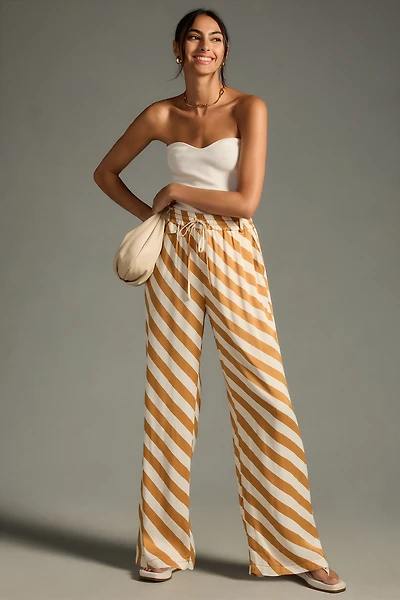 Maeve Straight-Leg Pull-On Silk Pants