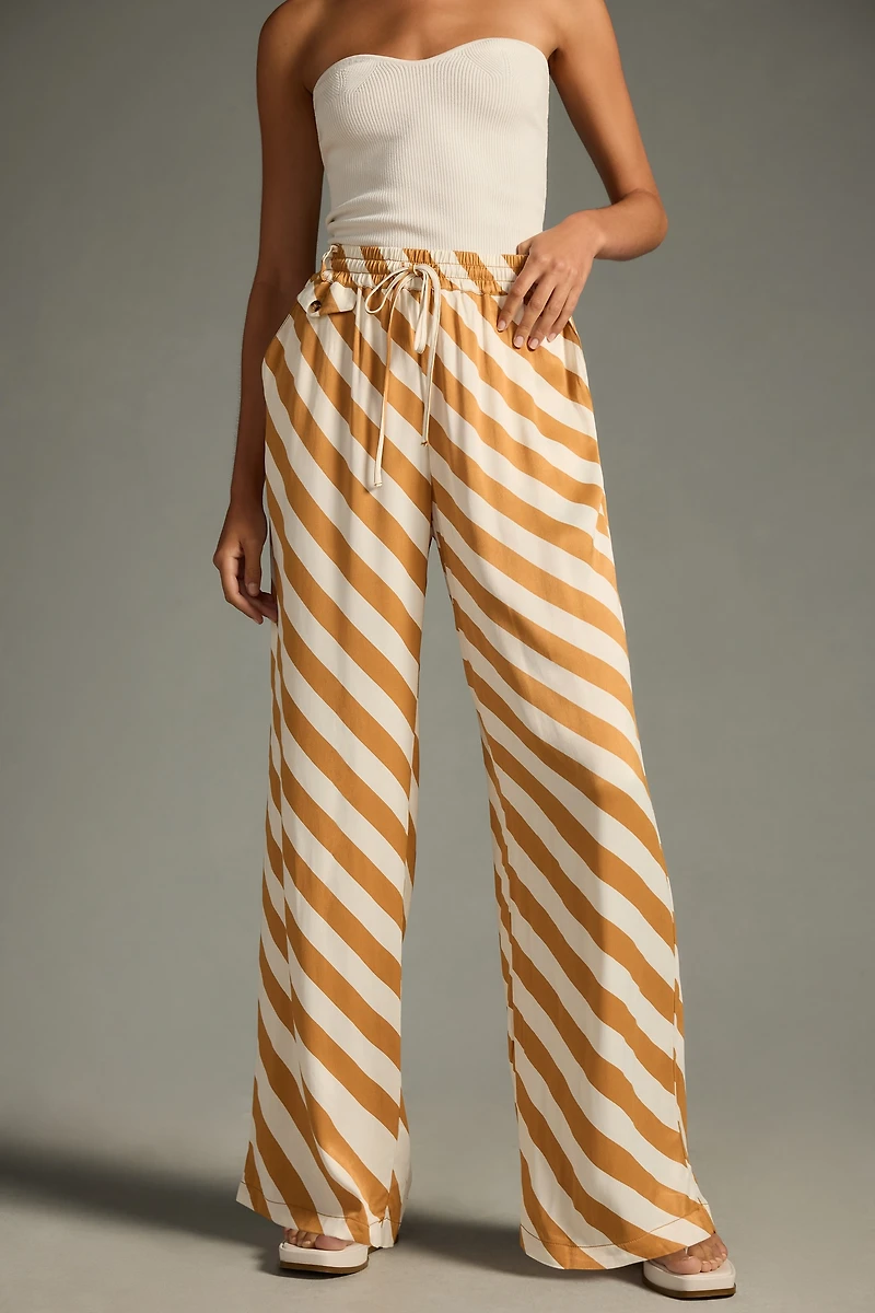 Maeve Straight-Leg Pull-On Silk Pants