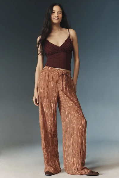 Moon River Crinkled Wide-Leg Pants