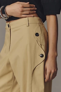 Maeve Button-Pocket Wide-Leg Pants