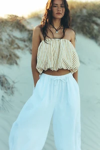 Self Contrast Linen Balloon Pants