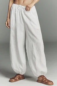 Self Contrast Linen Balloon Pants