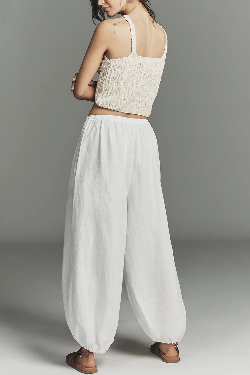 Self Contrast Linen Balloon Pants