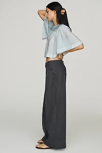 Self Contrast Rio Button Mid-Rise Wide-Leg Trousers