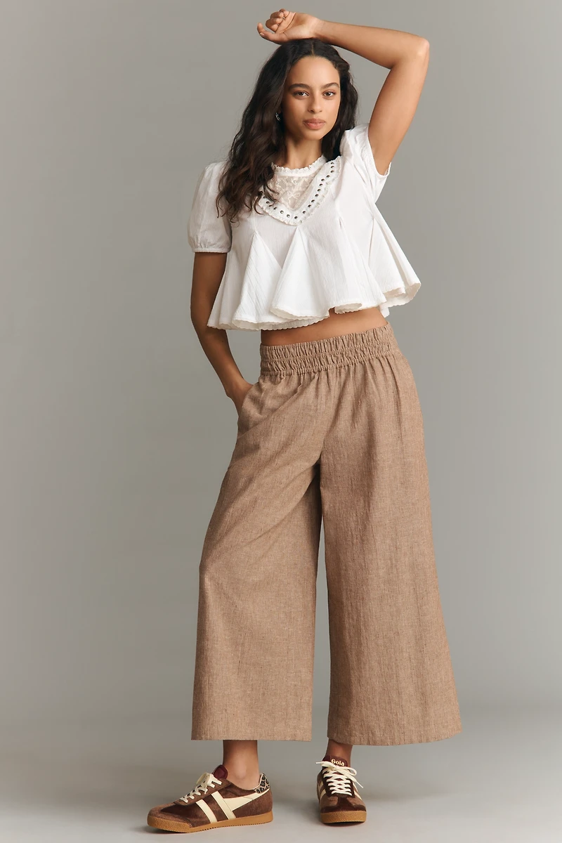 The Somerset Cotton-Linen Striped Pull-On Pants