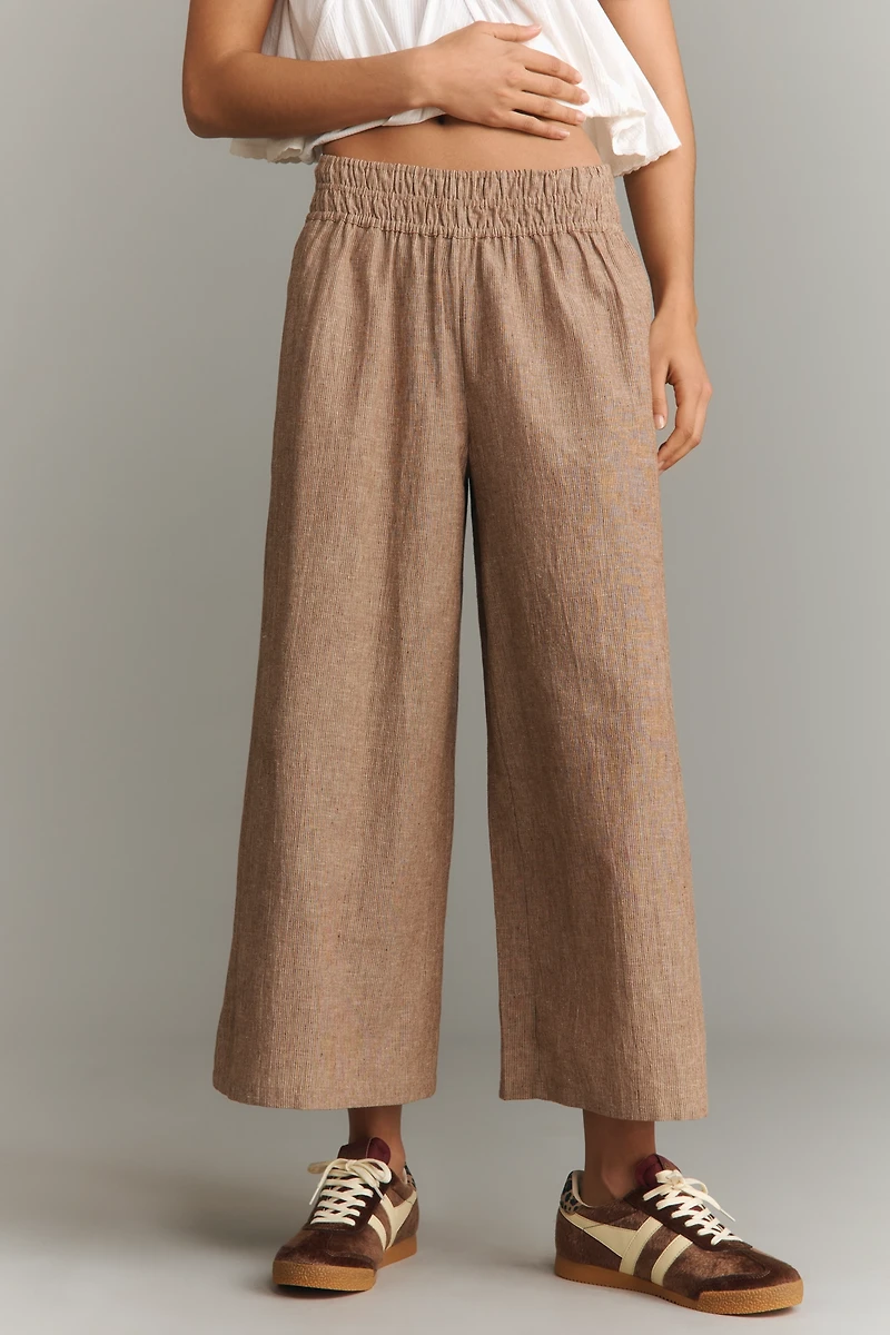 The Somerset Cotton-Linen Striped Pull-On Pants