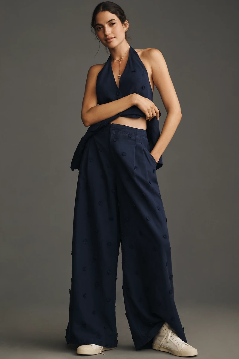 Maeve Tailored Linen Blend Embellished Trousers