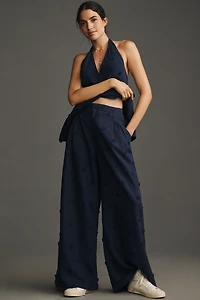Maeve Tailored Linen Blend Embellished Trousers