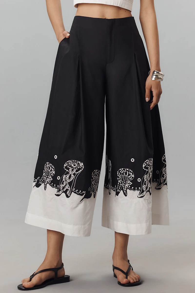 Maeve Jellyfish Printed Skirty Culotte Pants