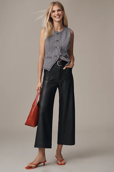 The Colette Faux-Leather Crop Wide-Leg Pants by Maeve