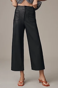 The Colette Faux-Leather Crop Wide-Leg Pants by Maeve