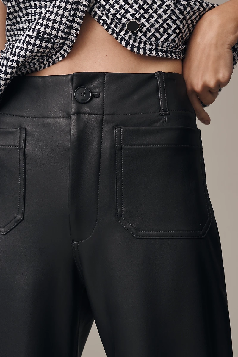 The Colette Faux-Leather Crop Wide-Leg Pants by Maeve
