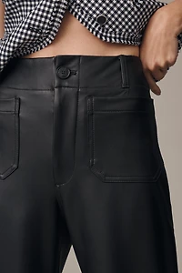 The Colette Faux-Leather Crop Wide-Leg Pants by Maeve