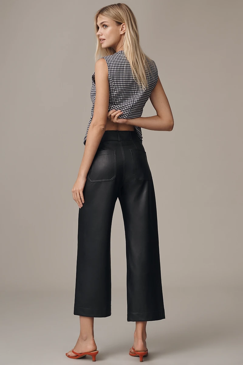 The Colette Faux-Leather Crop Wide-Leg Pants by Maeve