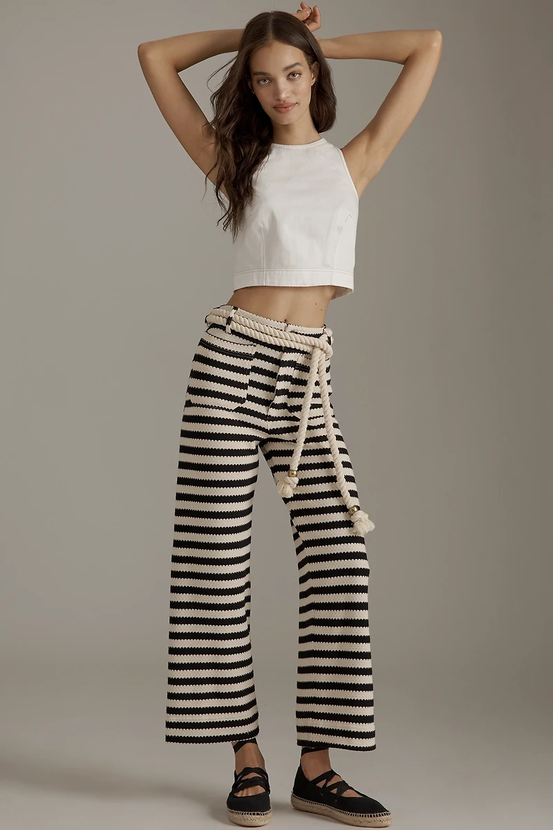 The Colette Striped Knit Crop Wide-Leg Pants by Maeve