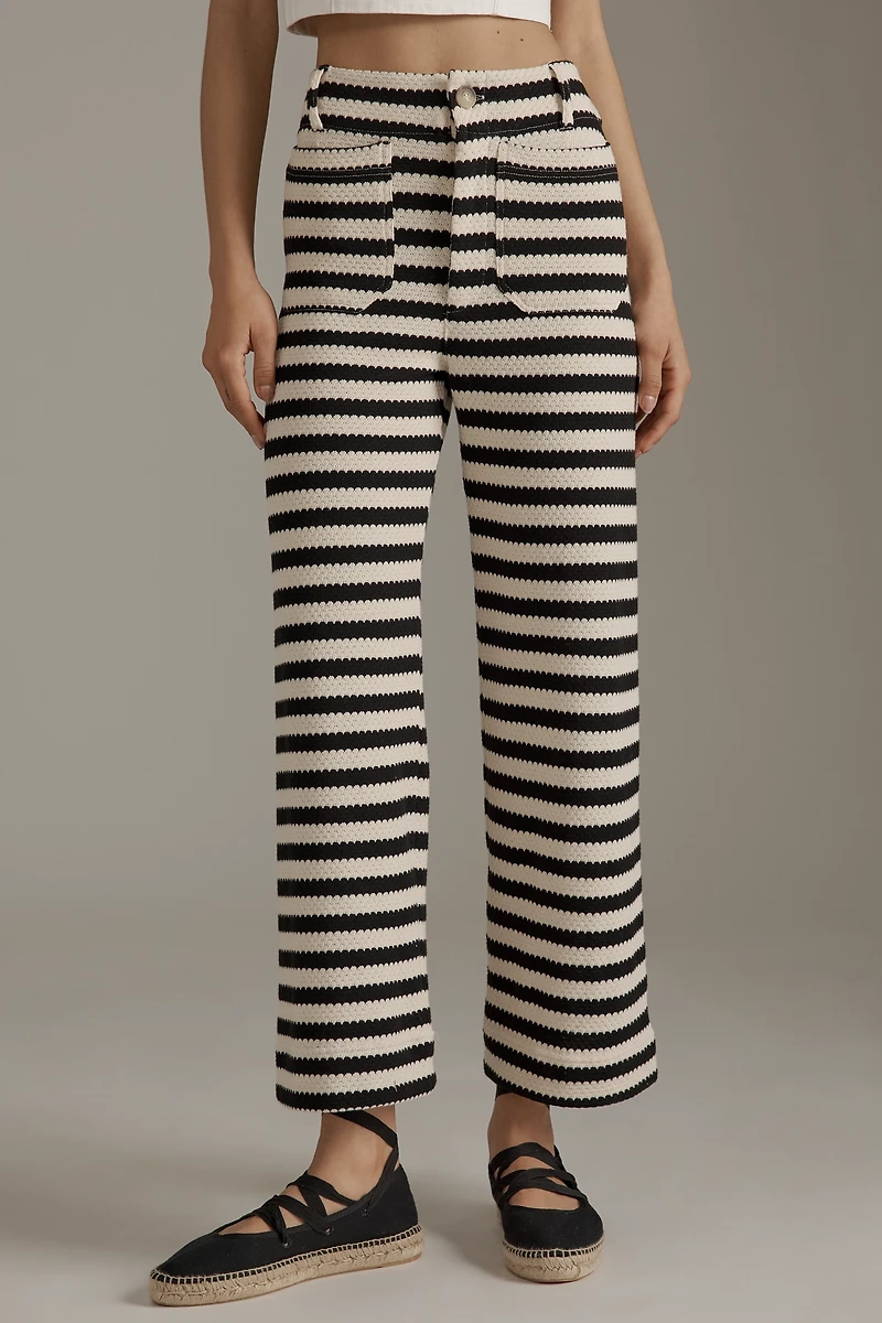 The Colette Striped Knit Crop Wide-Leg Pants by Maeve