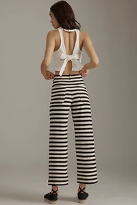 The Colette Striped Knit Crop Wide-Leg Pants by Maeve