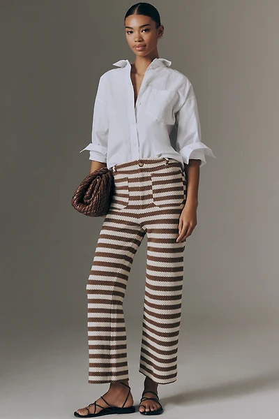 Colette Striped Knit Crop Wide-Leg Pants by Maeve