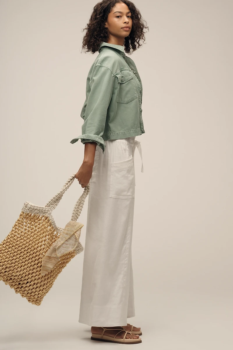 Maeve Linen Blend Pull-On Wide-Leg Pants