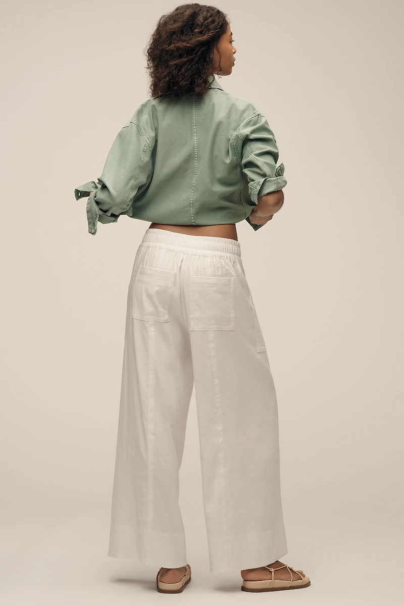 Maeve Linen Blend Pull-On Wide-Leg Pants
