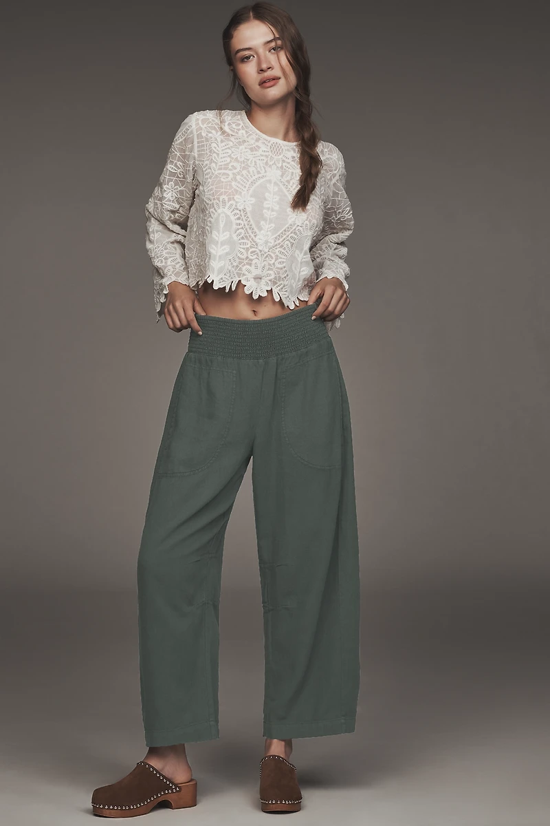 The Reese Linen Blend Pull-On Barrel Pants by Pilcro