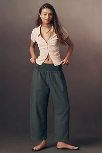 Reese Linen Blend Pull-On Barrel Pants by Pilcro