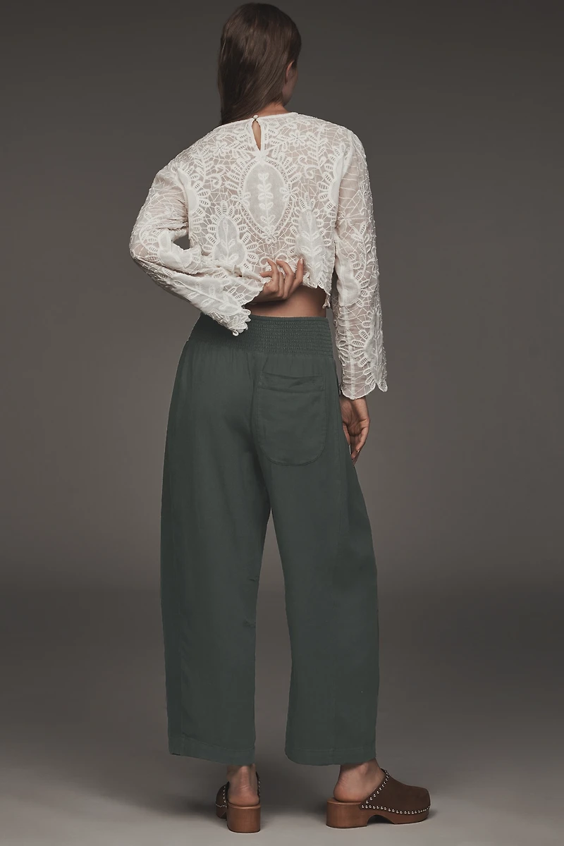 The Reese Linen Blend Pull-On Barrel Pants by Pilcro