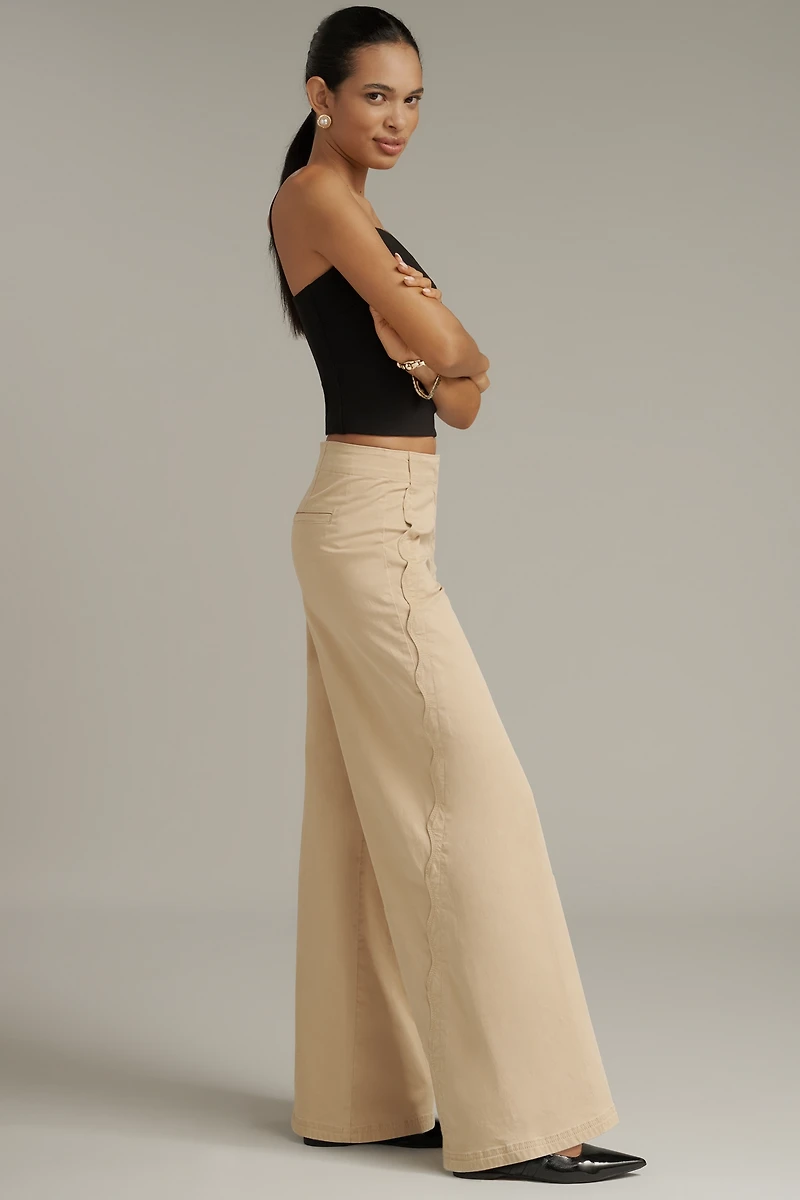 Maeve Scallop Wide-Leg Pants