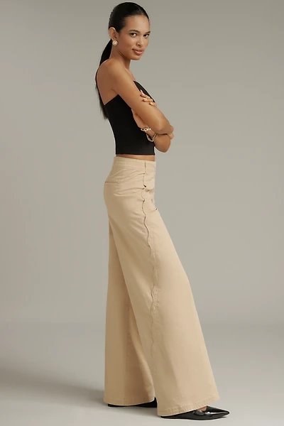Maeve Scallop Wide-Leg Pants