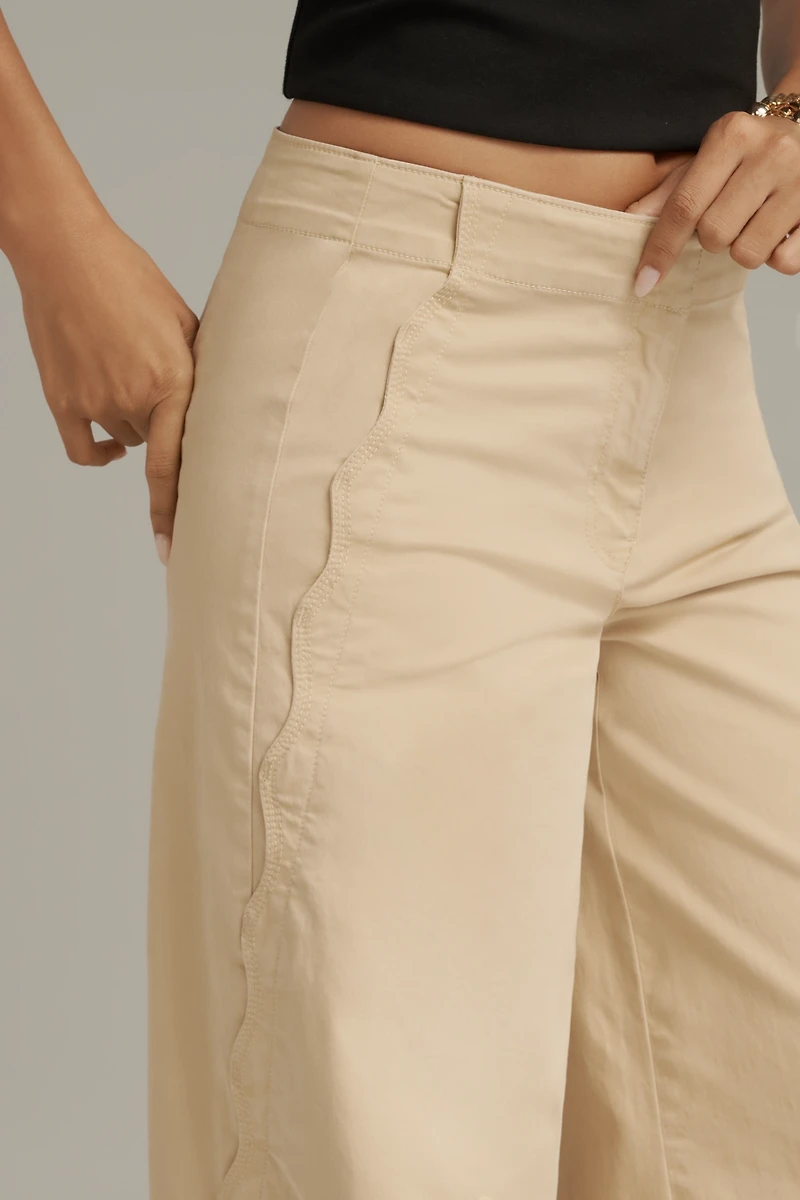 Maeve Scallop Wide-Leg Pants