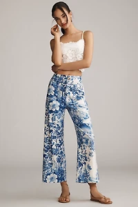 The Colette Printed Linen Blend Crop Wide-Leg Pants by Maeve