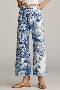 The Colette Printed Linen Blend Crop Wide-Leg Pants by Maeve