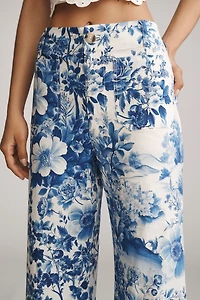 The Colette Printed Linen Blend Crop Wide-Leg Pants by Maeve