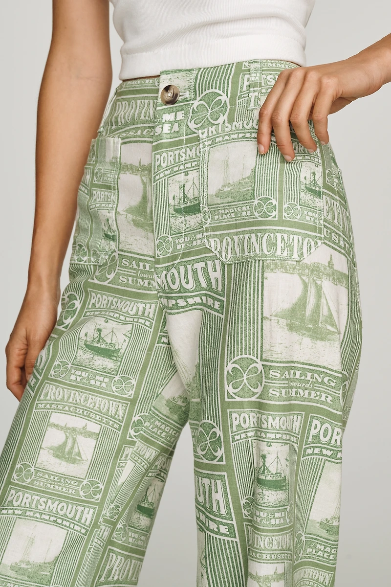 Maeve Colette Linen Blend High-Rise Wide-Leg Cropped Pants
